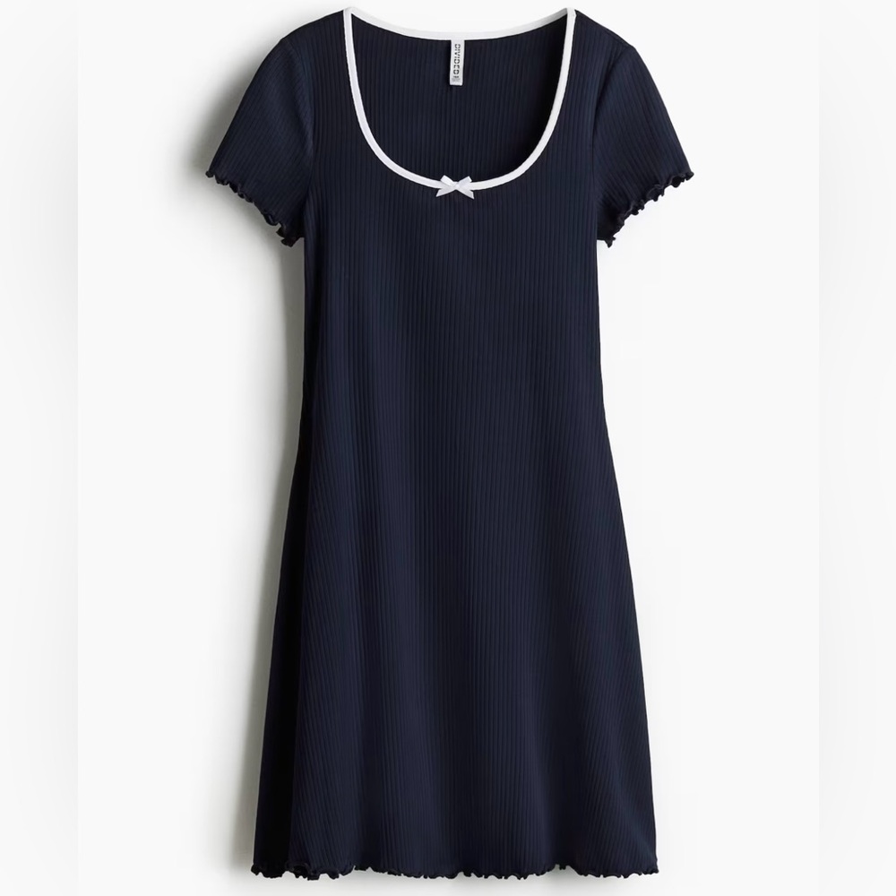 H&M Navy Blue Dress with White Trim